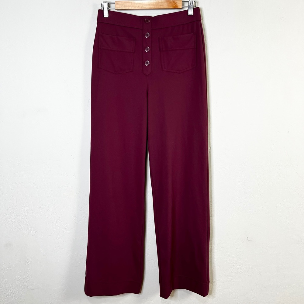 HALARA Women's Wide-Leg Trousers in Deep Burgundy